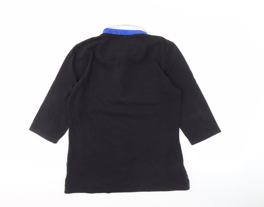 Sportfolio Unisex Black 3/4 Sleeve Rugby Polo Size 12