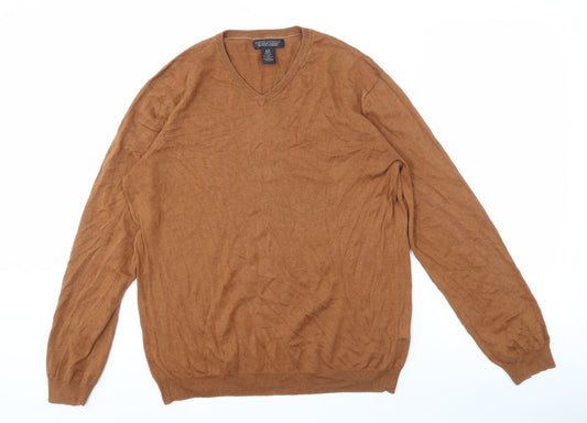 Banana Republic Men's Brown V-Neck Sweater - Size L