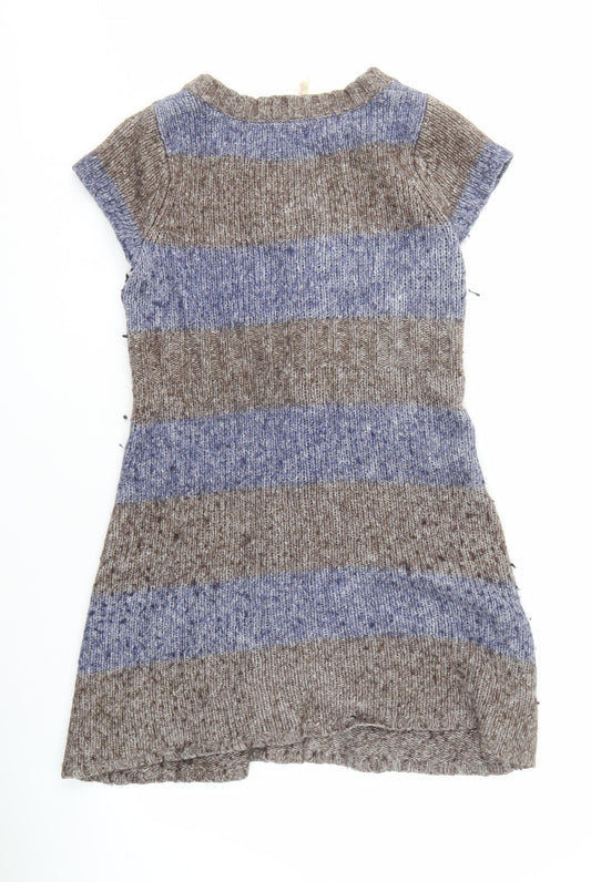 White Stuff Women's Brown Striped Tunic Jumper Size 16