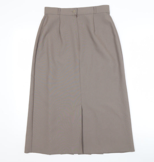 St Michael Women's Brown Pleated Midi Skirt, Size 12
