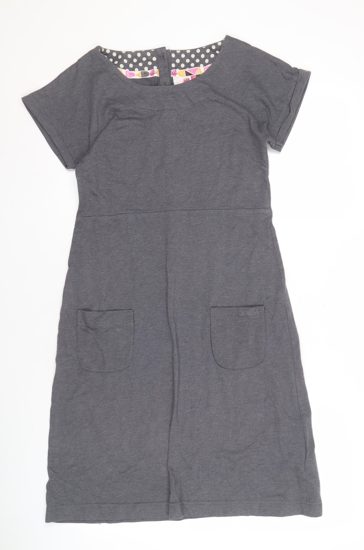 Weird Fish Women's Grey Polka Dot Short Sleeve Dress