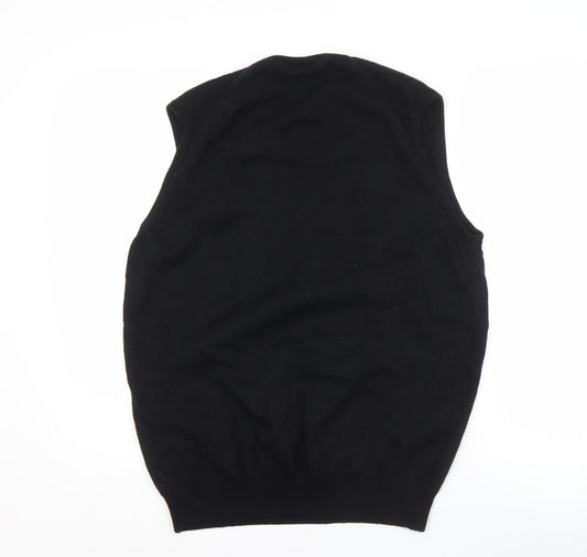 Glenmuir Men's Black Wool Sleeveless Vest L