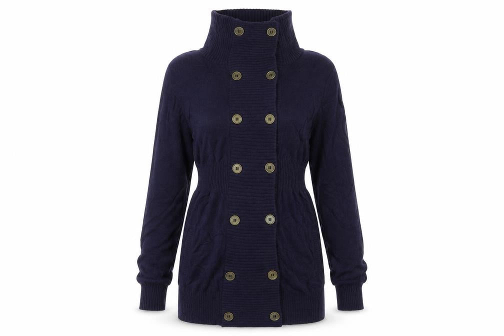 Jovonna London Women's Blue Cardigan, Size 12, High Neck