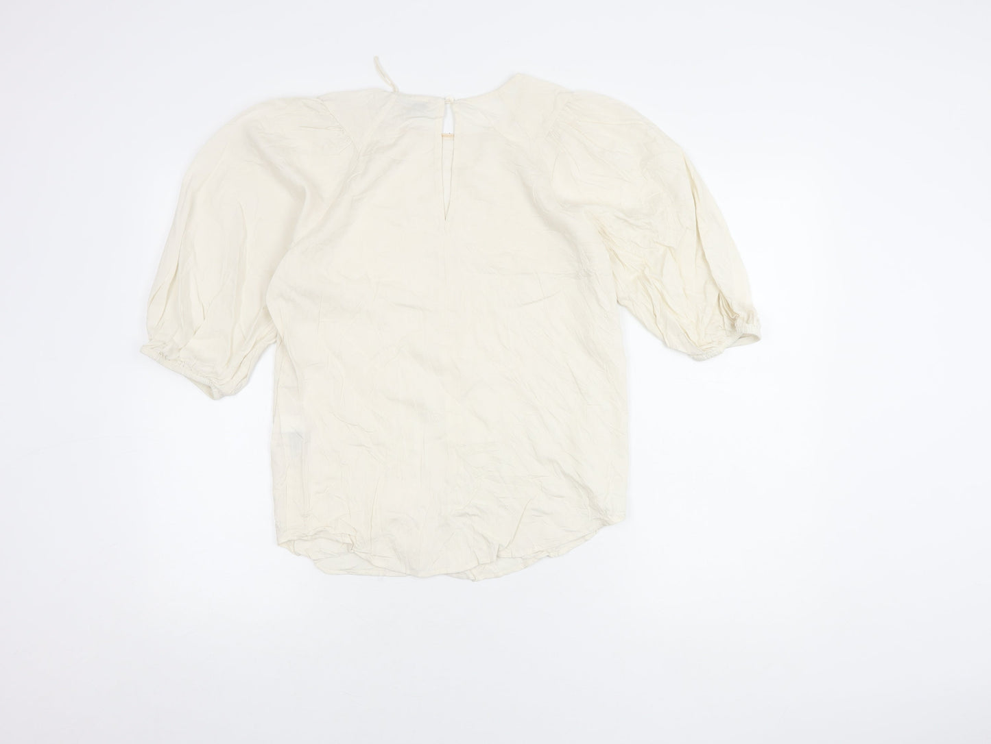 Next Women Ivory Top Balloon Sleeve Size 8 Viscose Casual