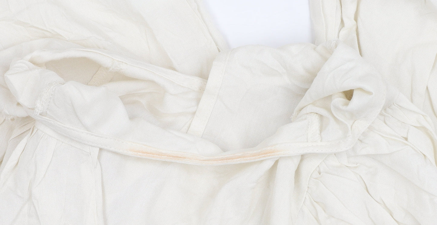 Next Women Ivory Top Balloon Sleeve Size 8 Viscose Casual