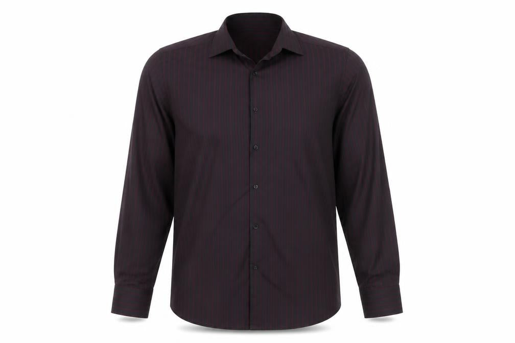 Marks and Spencer Men's Red Striped Button-Up Shirt