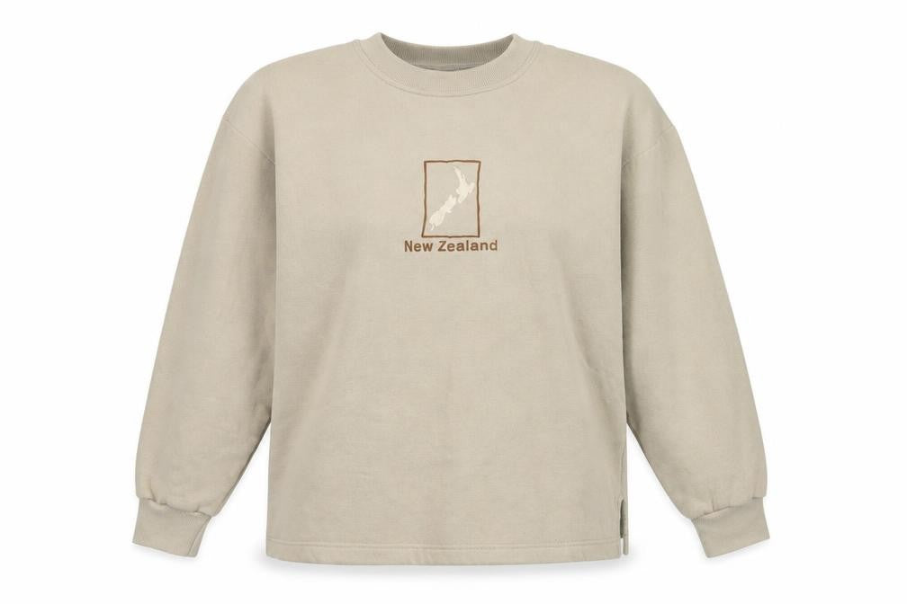 Leisure Womens Line Beige Pullover Sweatshirt, Large