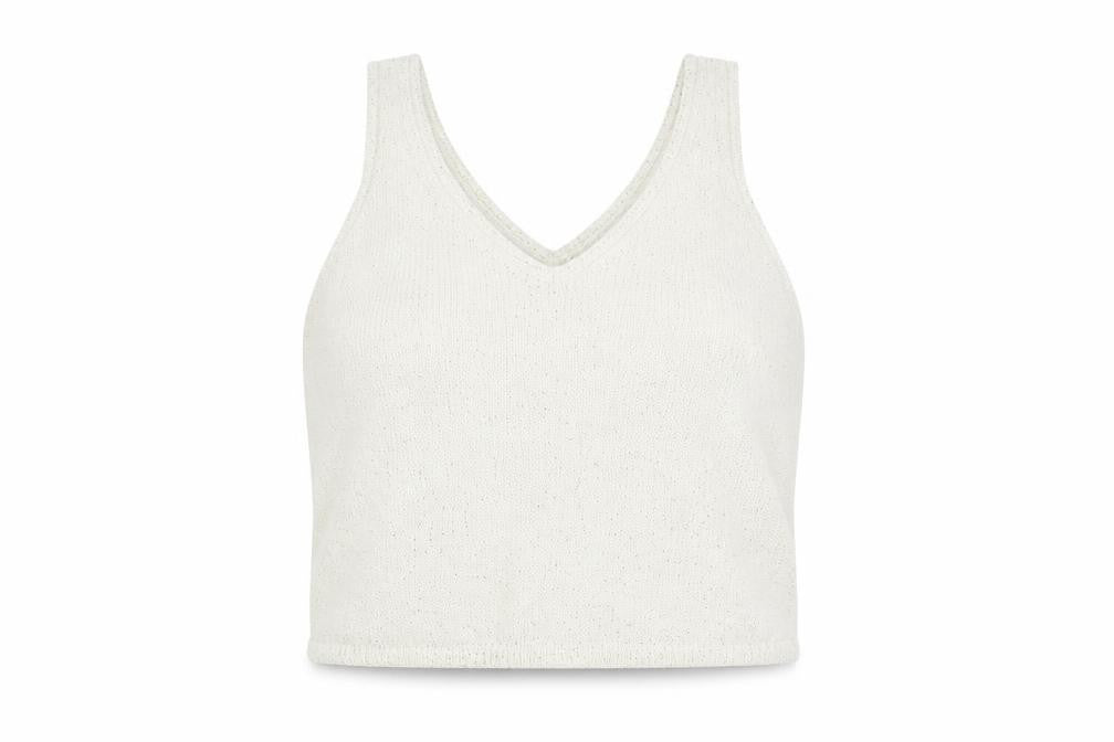 Marks and Spencer White Sequin Women's Tank - Size M