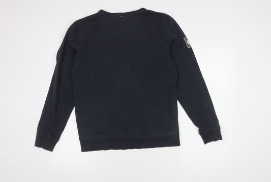 Pretty Green Men's Blue Pullover Sweatshirt S Logo Button