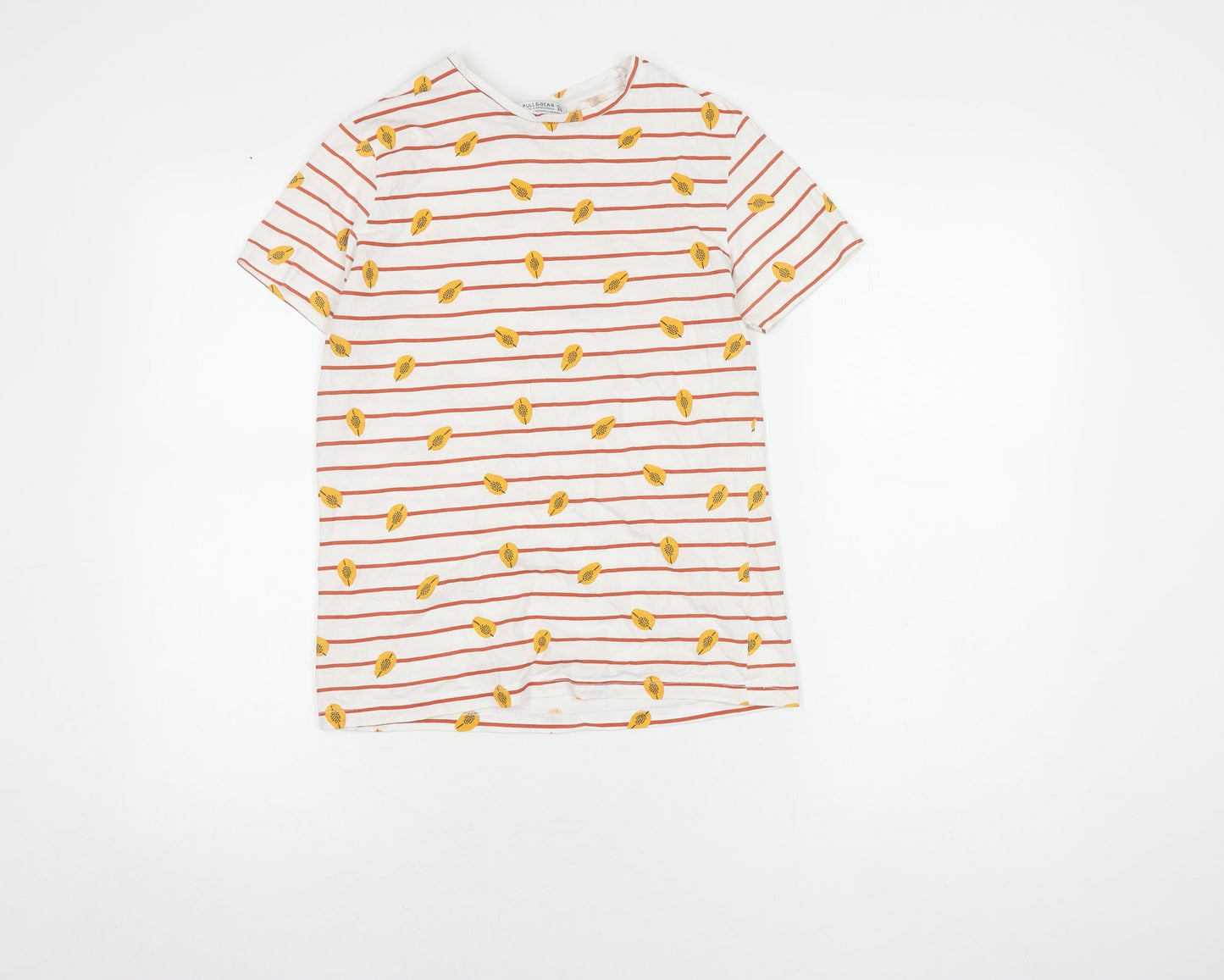 Pull & Bear Kids Unisex White Striped T-Shirt Size S