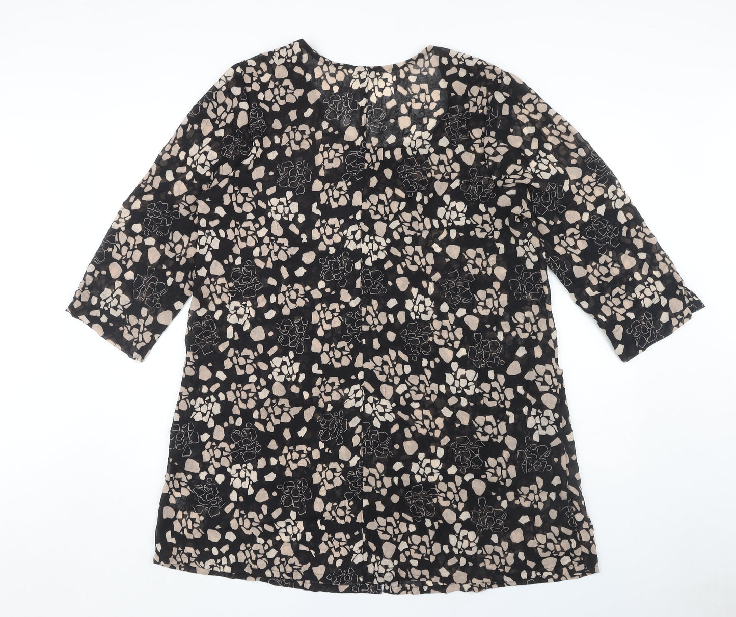 Adini Women's Black Floral Tunic Blouse, L, Relaxed Fit