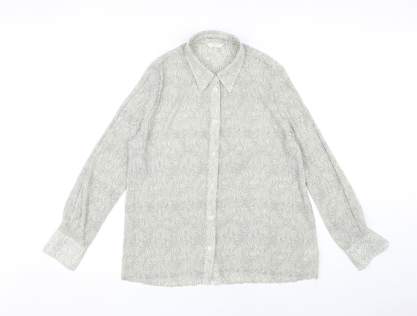 Marks and Spencer Women's Grey Button-Up Shirt Size 16