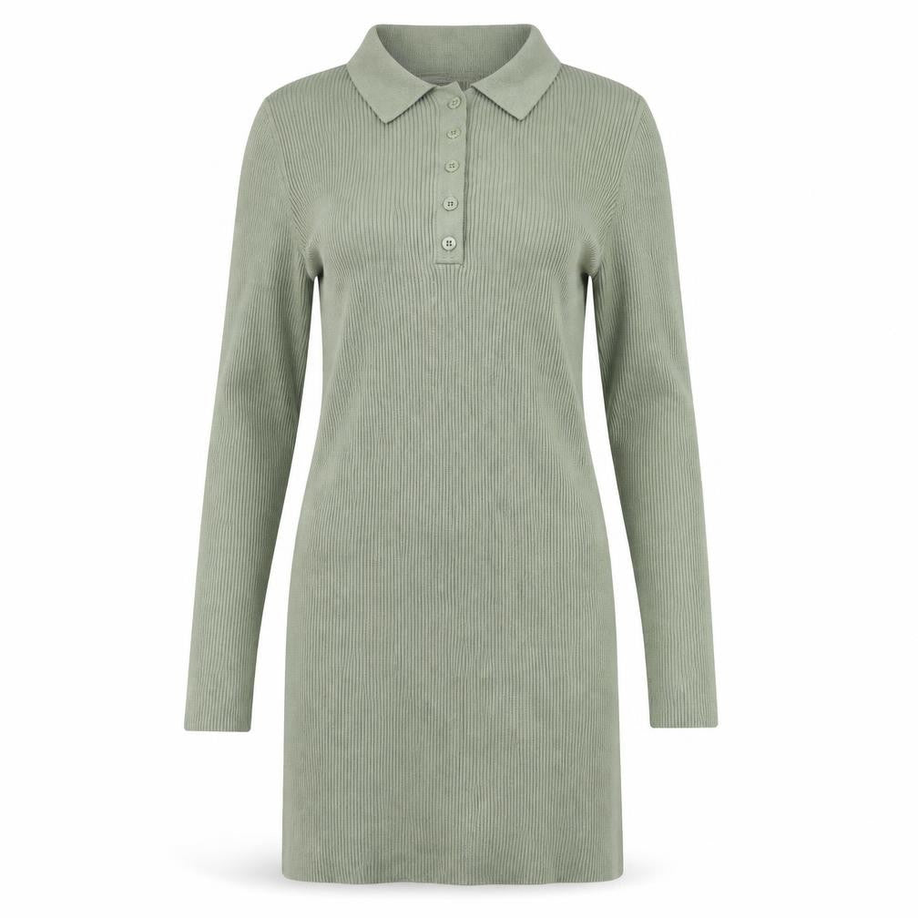 Stradivarius Green Women’s Shirt Dress, Size M, Collared