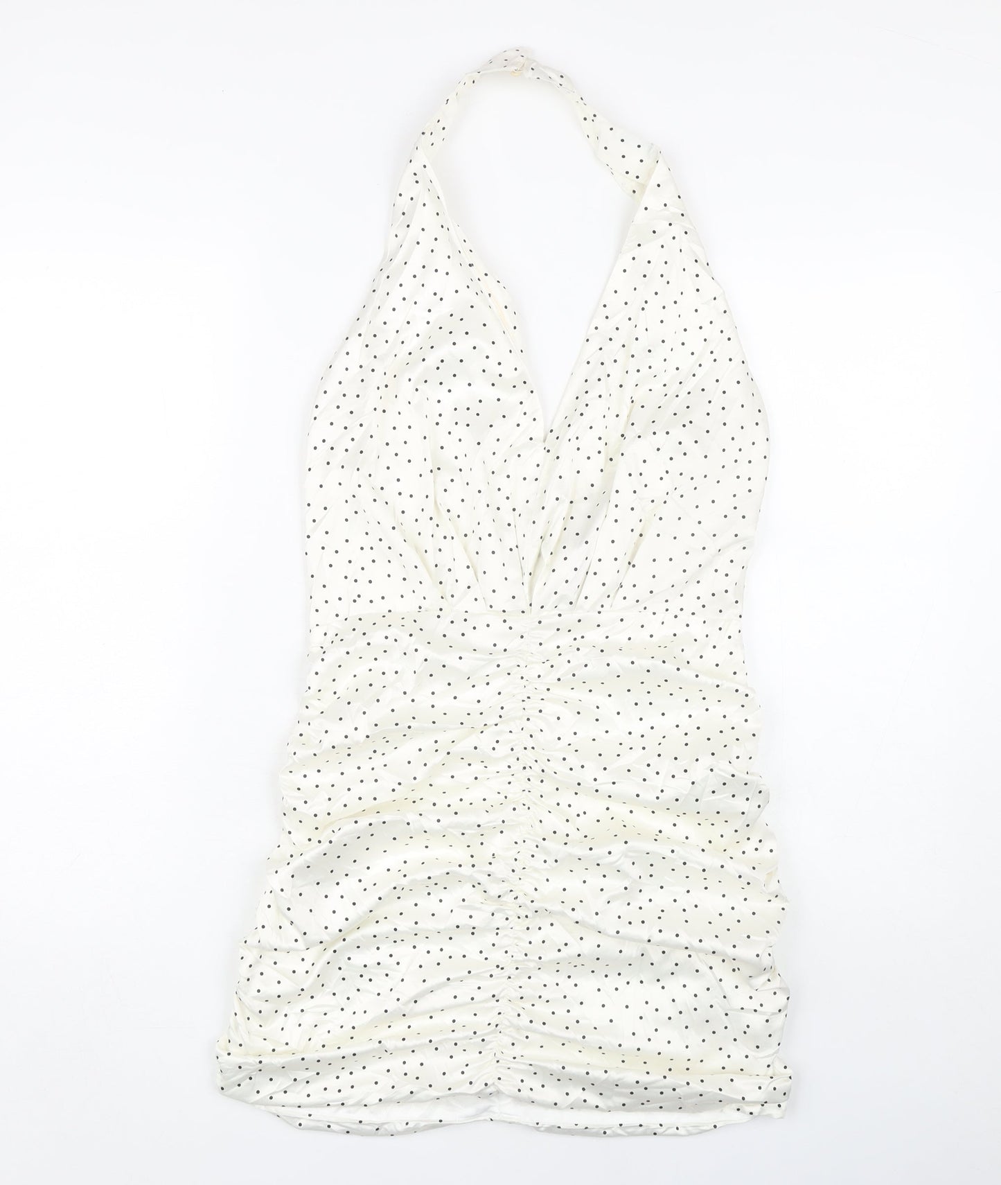 Zara Women's White Polka Dot Bodycon Dress L