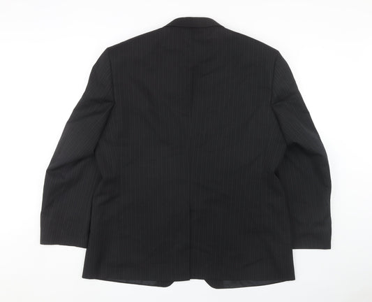 Men's Black Pinstripe Blazer, 44 Short, Formal Business