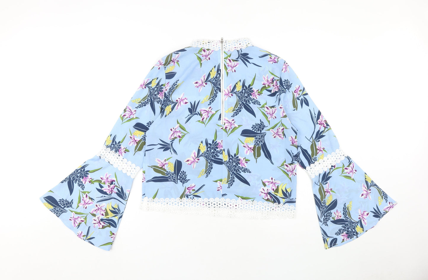 Cutie Women's Blue Floral Bell Sleeve Blouse Size 14