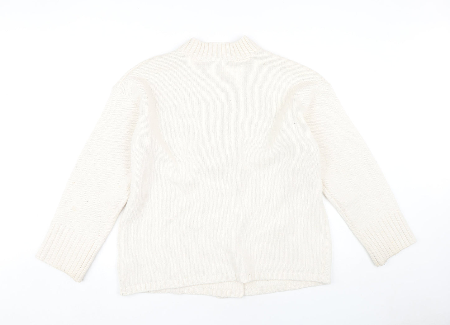 NA-KD Women's Ivory Open Front Cardigan S/M - Knit Button Accent