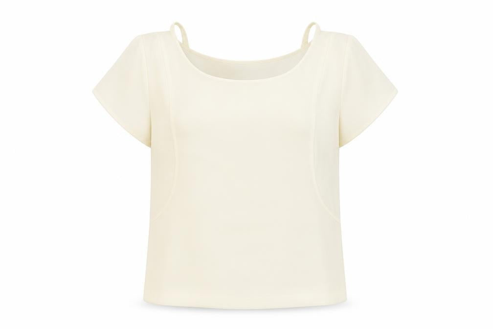 Front view of Marks & Spencer Ivory Scoop Neck Top, size 12