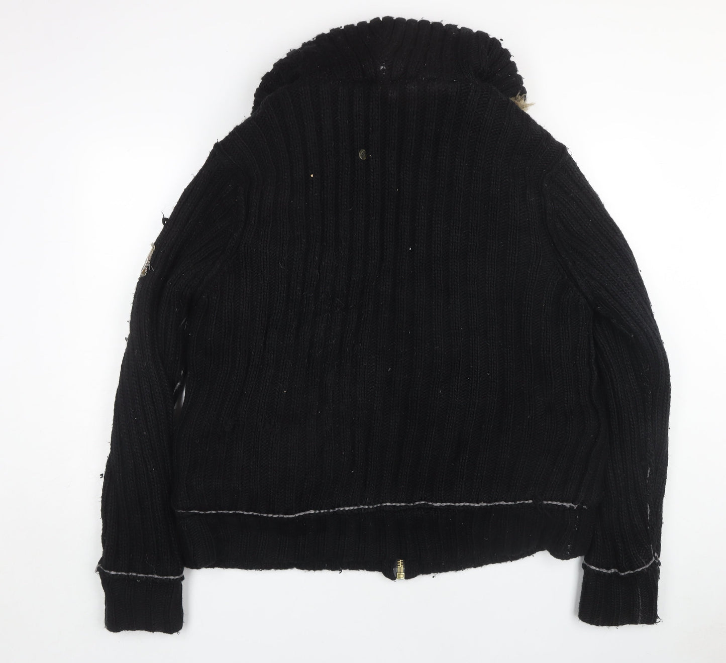River Island Men's Black XL High Neck Full Zip Jumper