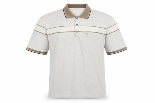 Carabou Men's Beige Striped Polo Shirt L