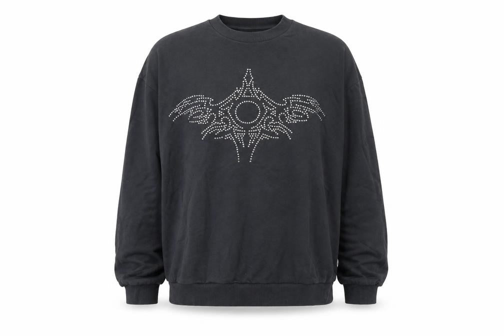 Front view of ASOS DESIGN Men's Black M Pullover Studded Sweatshirt
