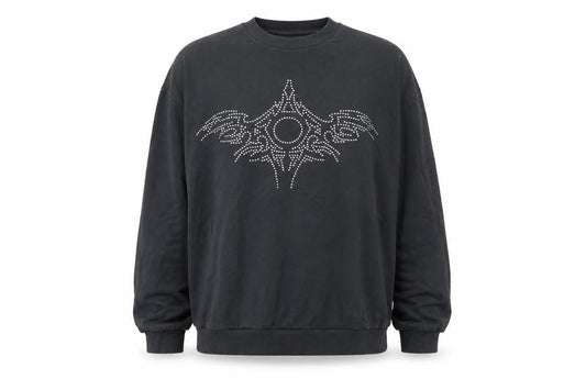 Front view of ASOS DESIGN Men's Black M Pullover Studded Sweatshirt