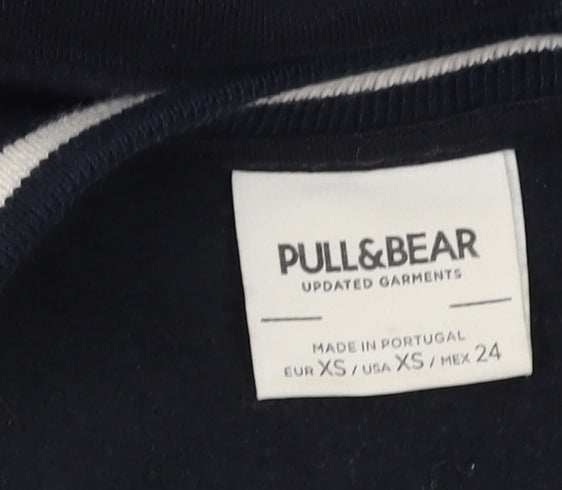 Pull&Bear Black V-Neck Logo Sweatshirt XS Men