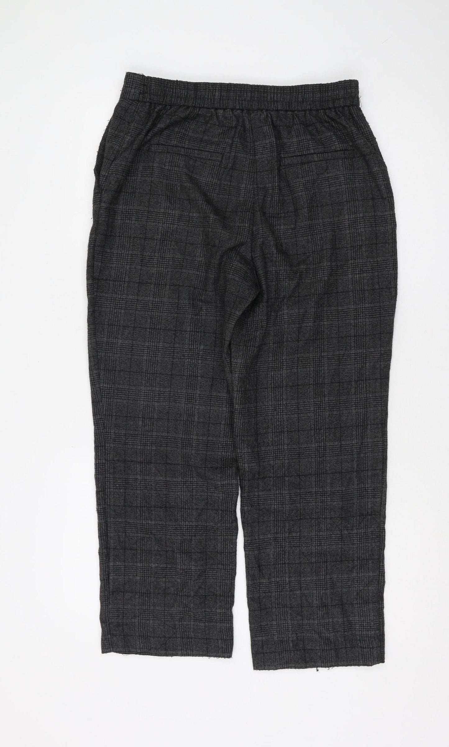 Zara Women's Grey Checked Cropped Trousers, M