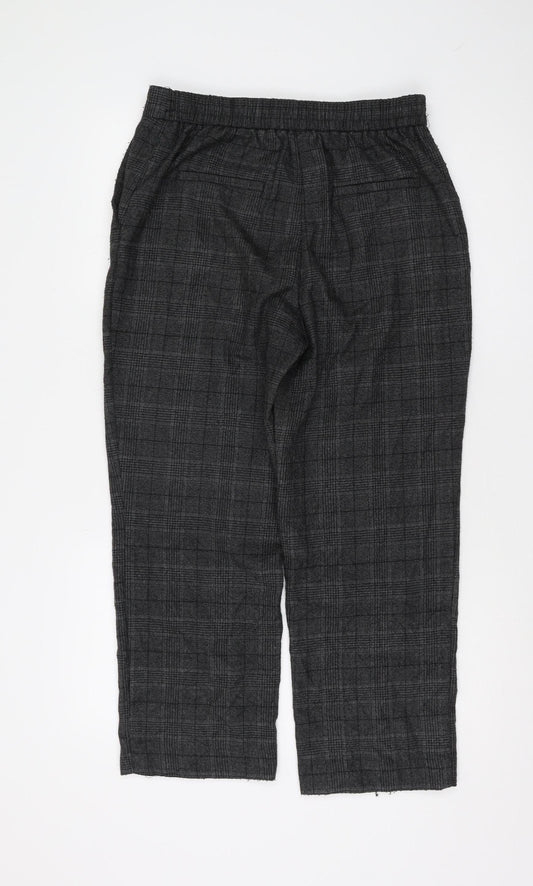 Zara Women's Grey Checked Cropped Trousers, M