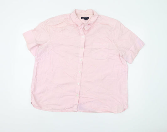 Lands' End Men's Pink Short Sleeve Button-Up Shirt