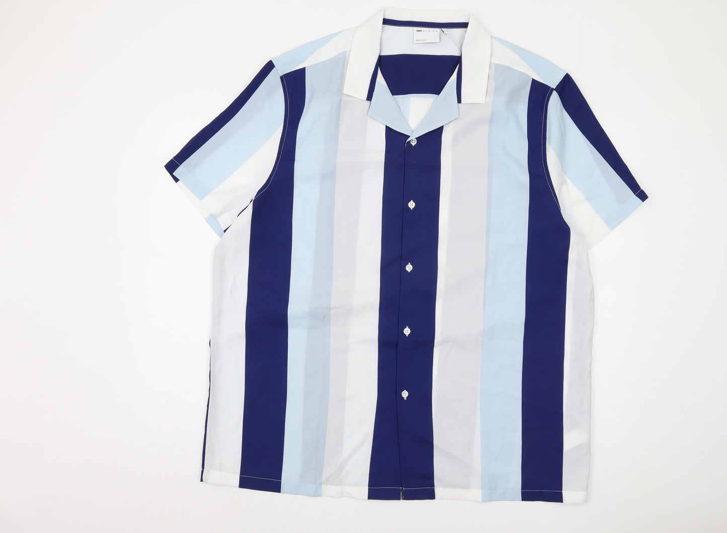 ASOS Men's Blue Striped Button-Up Shirt 3XL