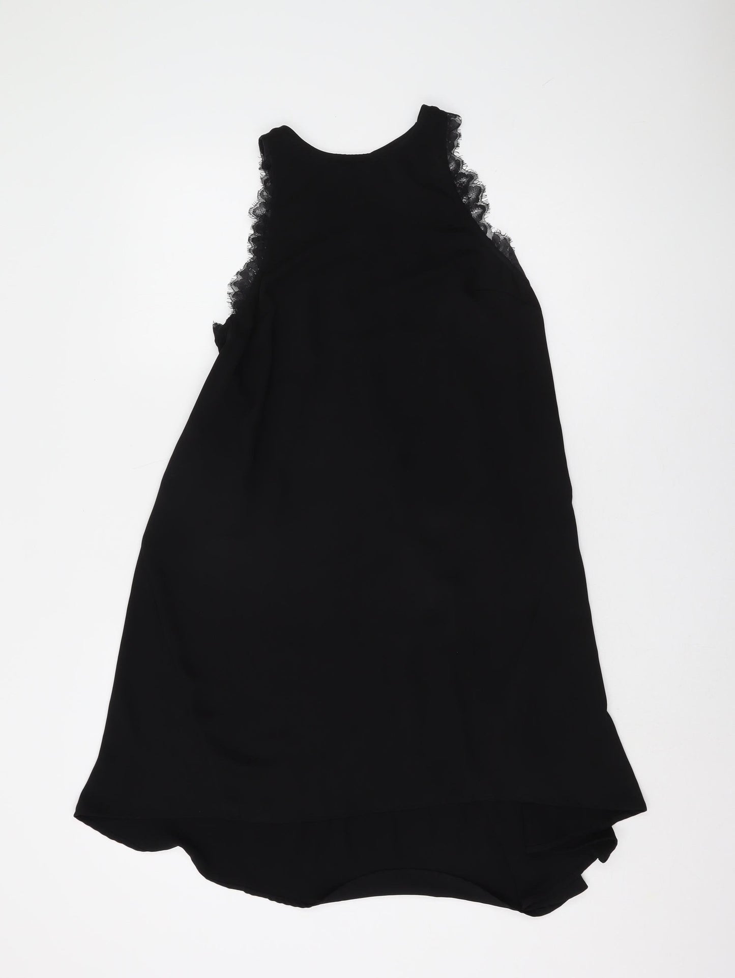 H&M Women's Black Hi-Low Dress, Size 8, Lace Accents