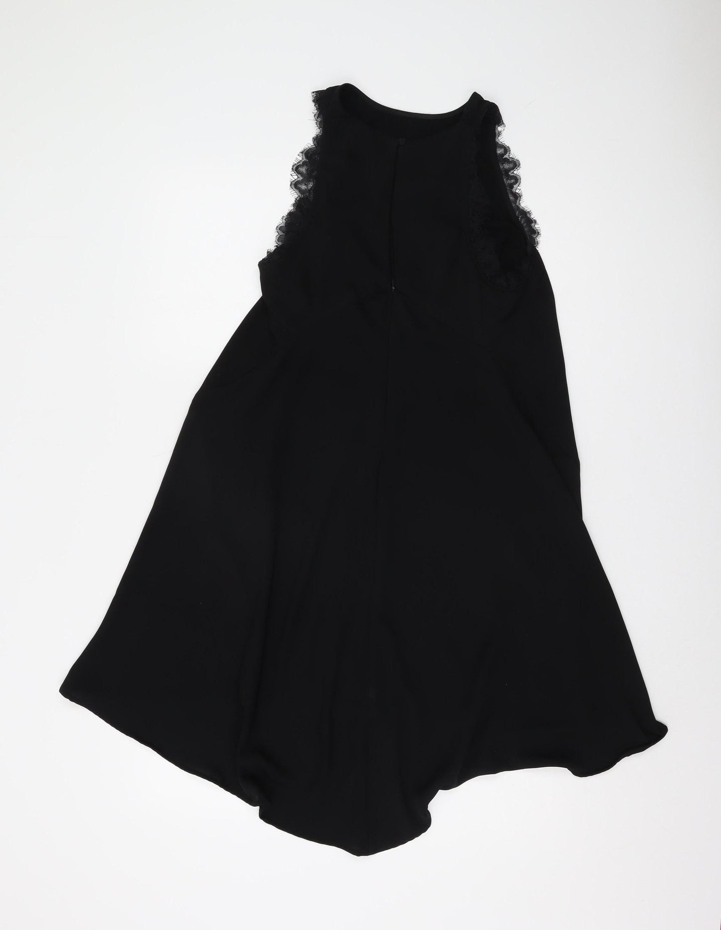H&M Women's Black Hi-Low Dress, Size 8, Lace Accents