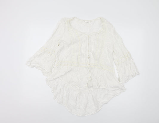 KappAhl Women's White 3/4 Sleeve Blouse Size 14 Casual