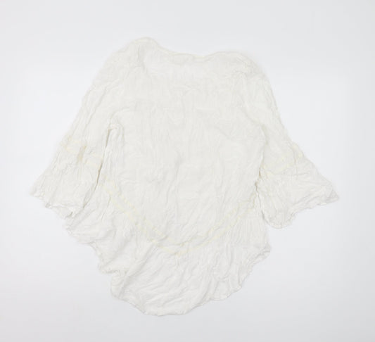 KappAhl Women's White 3/4 Sleeve Blouse Size 14 Casual