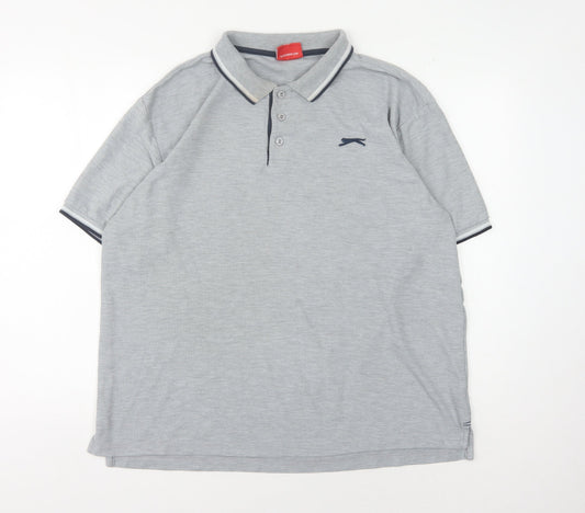 Slazenger Men's Grey XL Polo Shirt - Casual Summer Golf Top