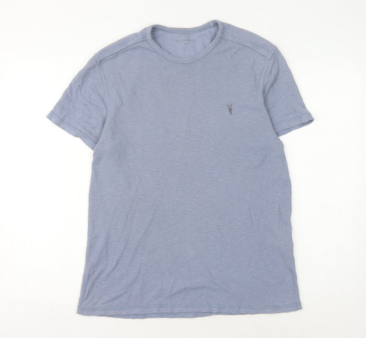 AllSaints Men's Blue Cotton Crew Neck T-Shirt - Size S