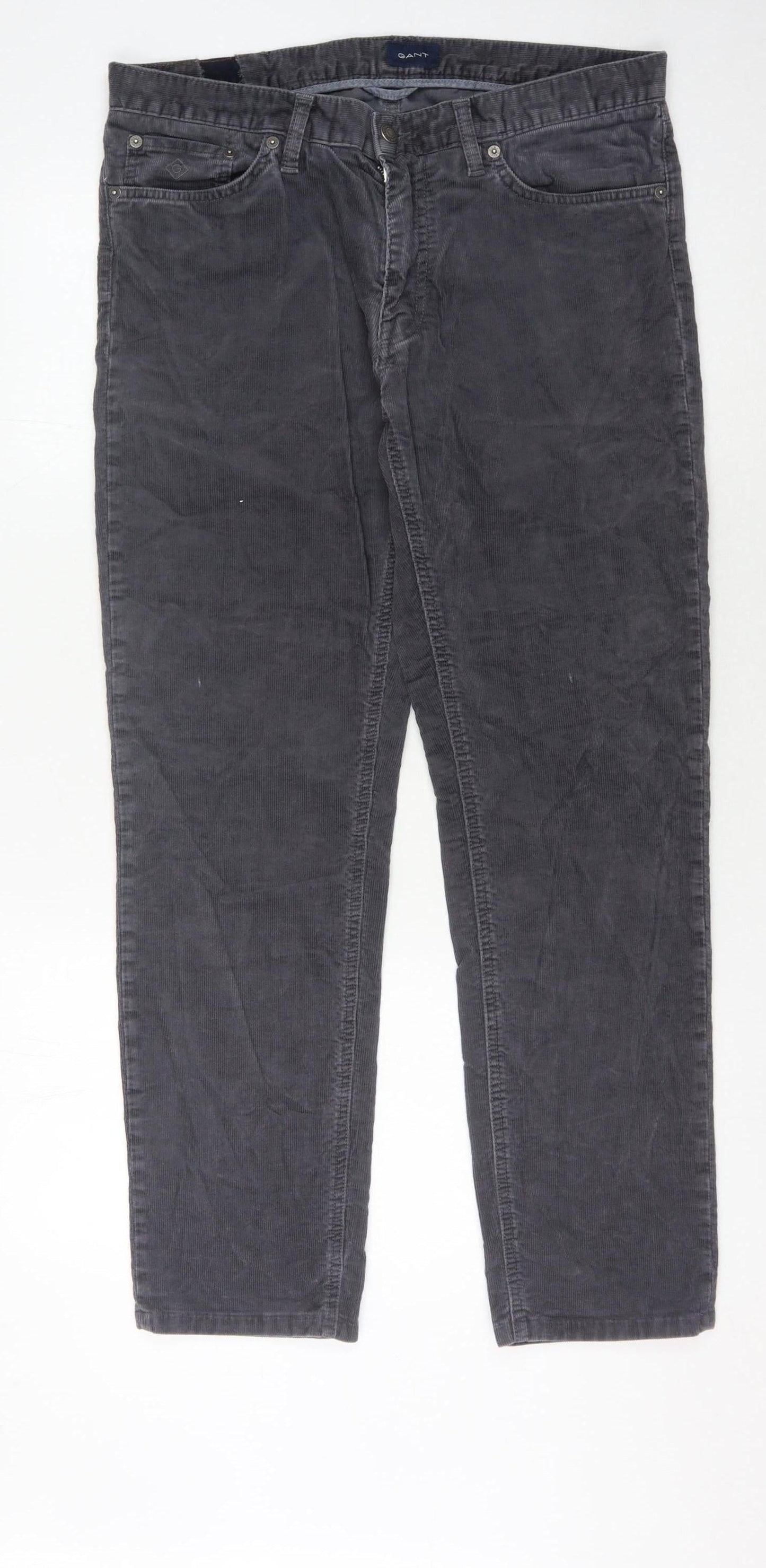 GANT Men's Grey Slim Corduroy Trousers W32