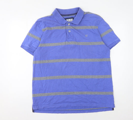 Crew Clothing Co. Men's Blue Striped Polo Shirt XL