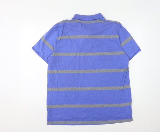 Crew Clothing Co. Men's Blue Striped Polo Shirt XL