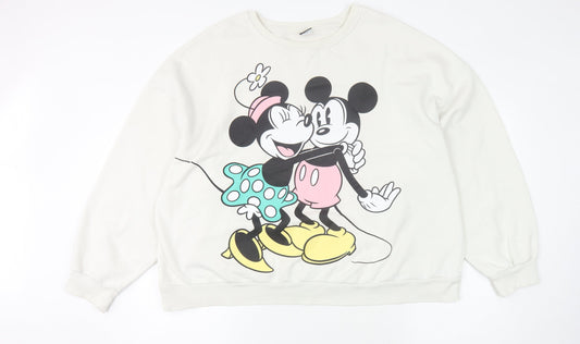 Disney Women's White Mickey & Friends Pullover Sweatshirt XL