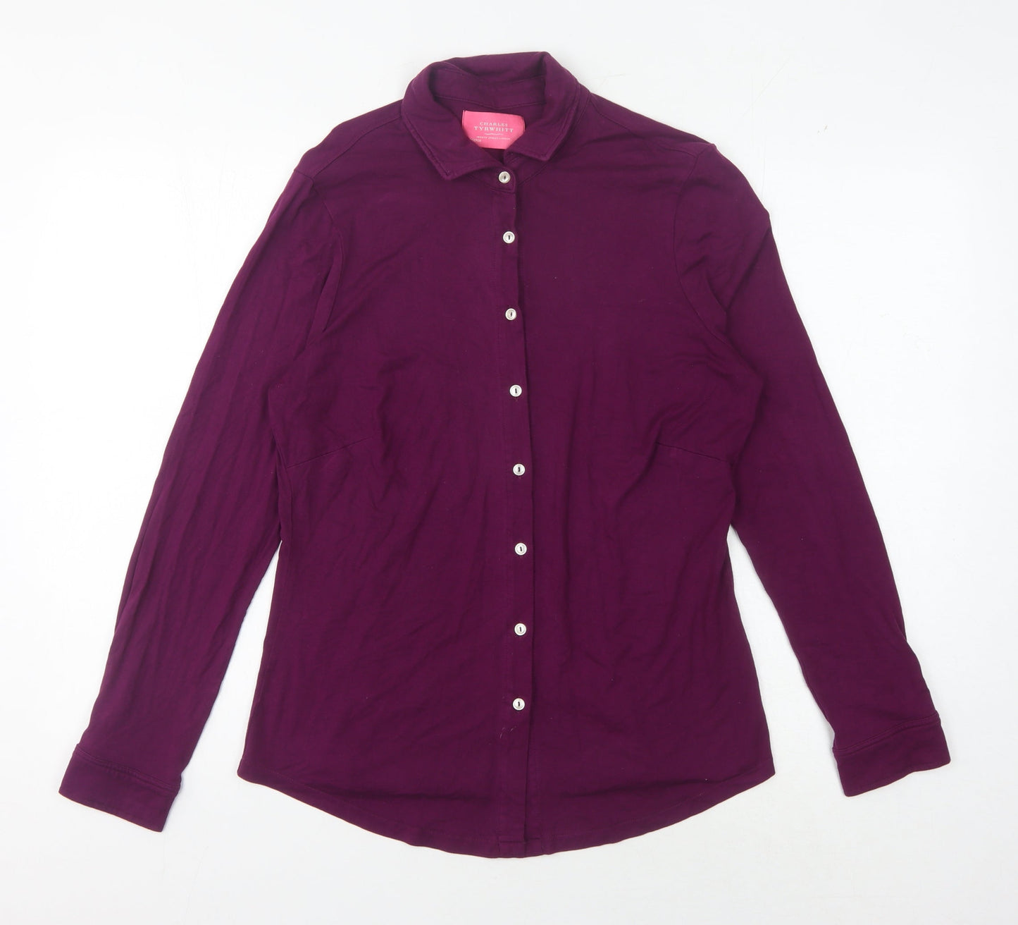 Charles Tyrwhitt Women's Purple Button-Up Shirt Size 12