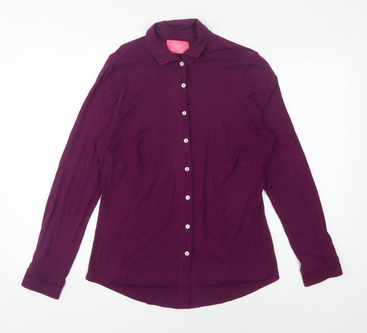 Charles Tyrwhitt Women's Purple Button-Up Shirt Size 12