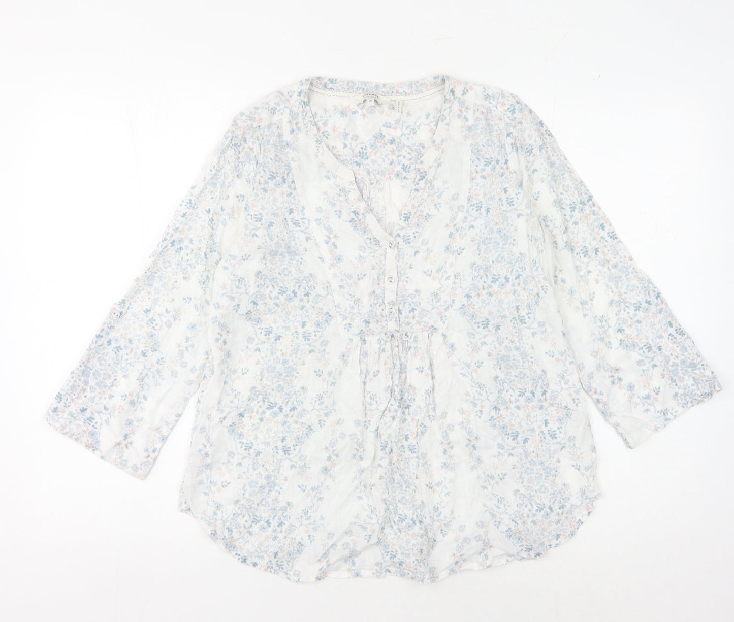 FatFace Women's White Floral Tunic Blouse, Size 10