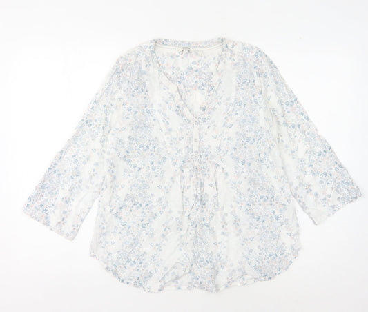 FatFace Women's White Floral Tunic Blouse, Size 10