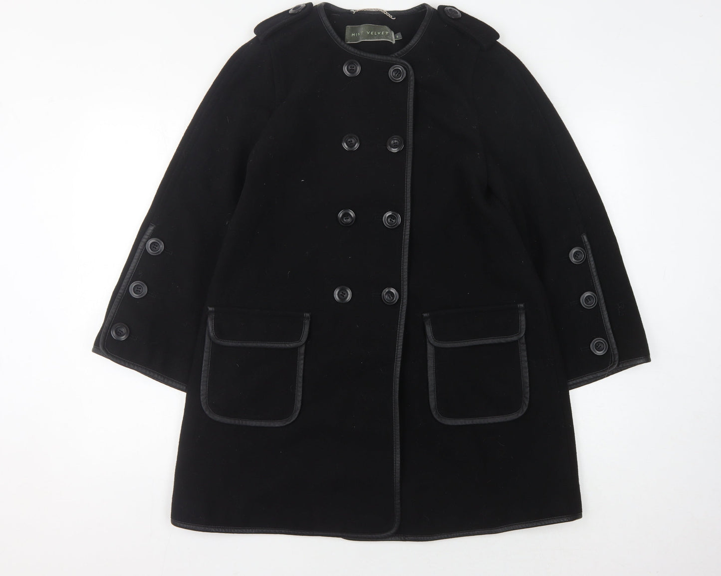 Mint Velvet Women's Black Mid-Length Pea Coat Size 8