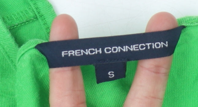 French Connection Green V-Neck Women's Top - S 3/4 Sleeve