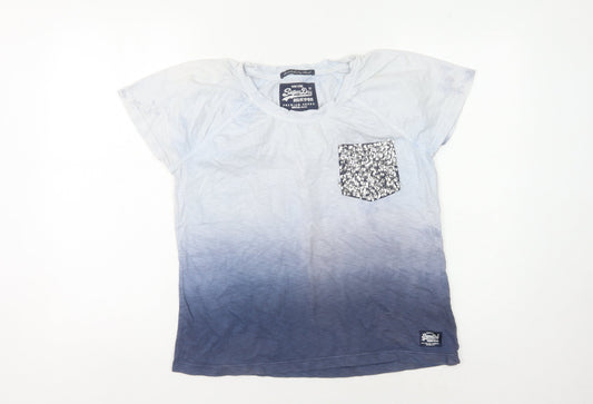 Superdry Women's Blue Sequin Pocket T-Shirt, M