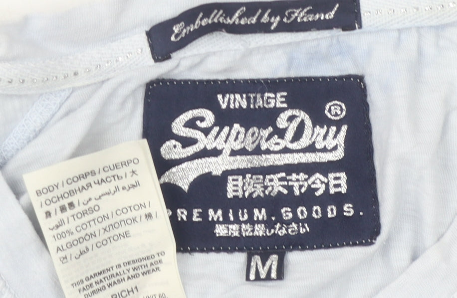 Superdry Women's Blue Sequin Pocket T-Shirt, M