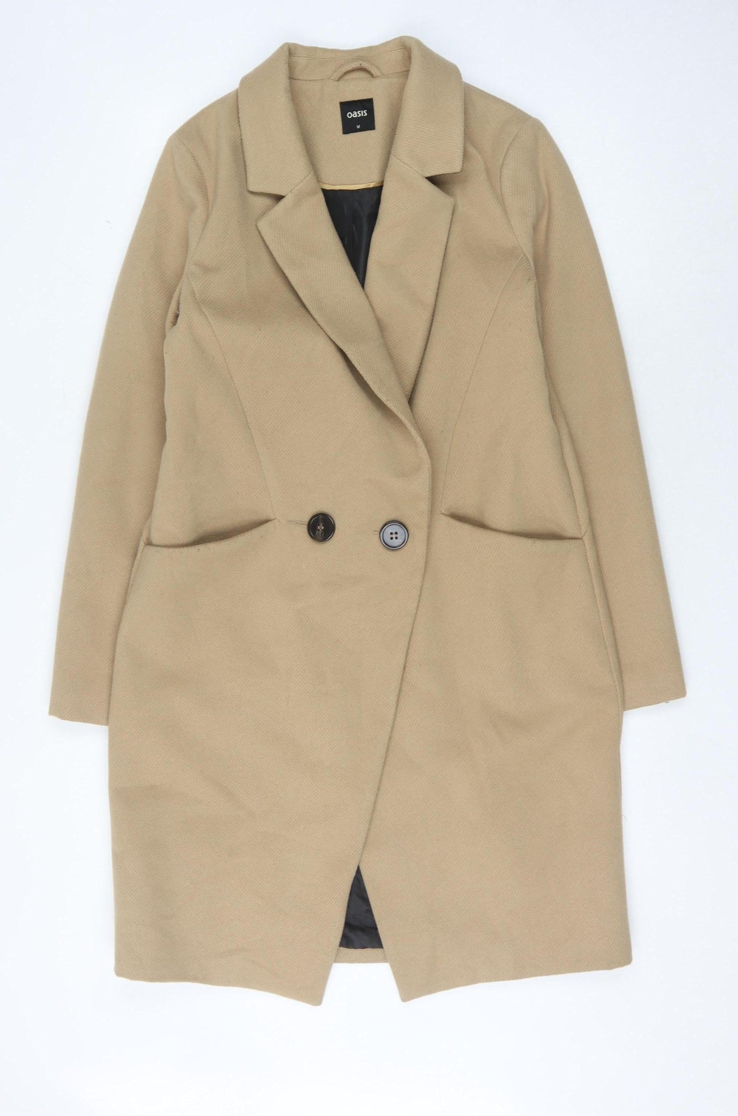 Oasis Women's Beige Long Overcoat Size M